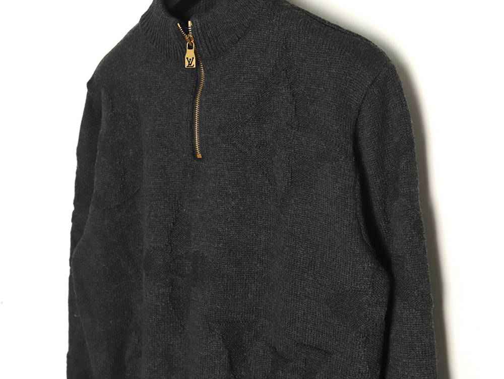 l0*is V*t0n dark pattern jacquard half-zip sweater