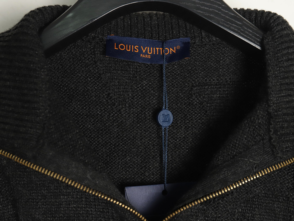 l0*is V*t0n dark pattern jacquard half-zip sweater