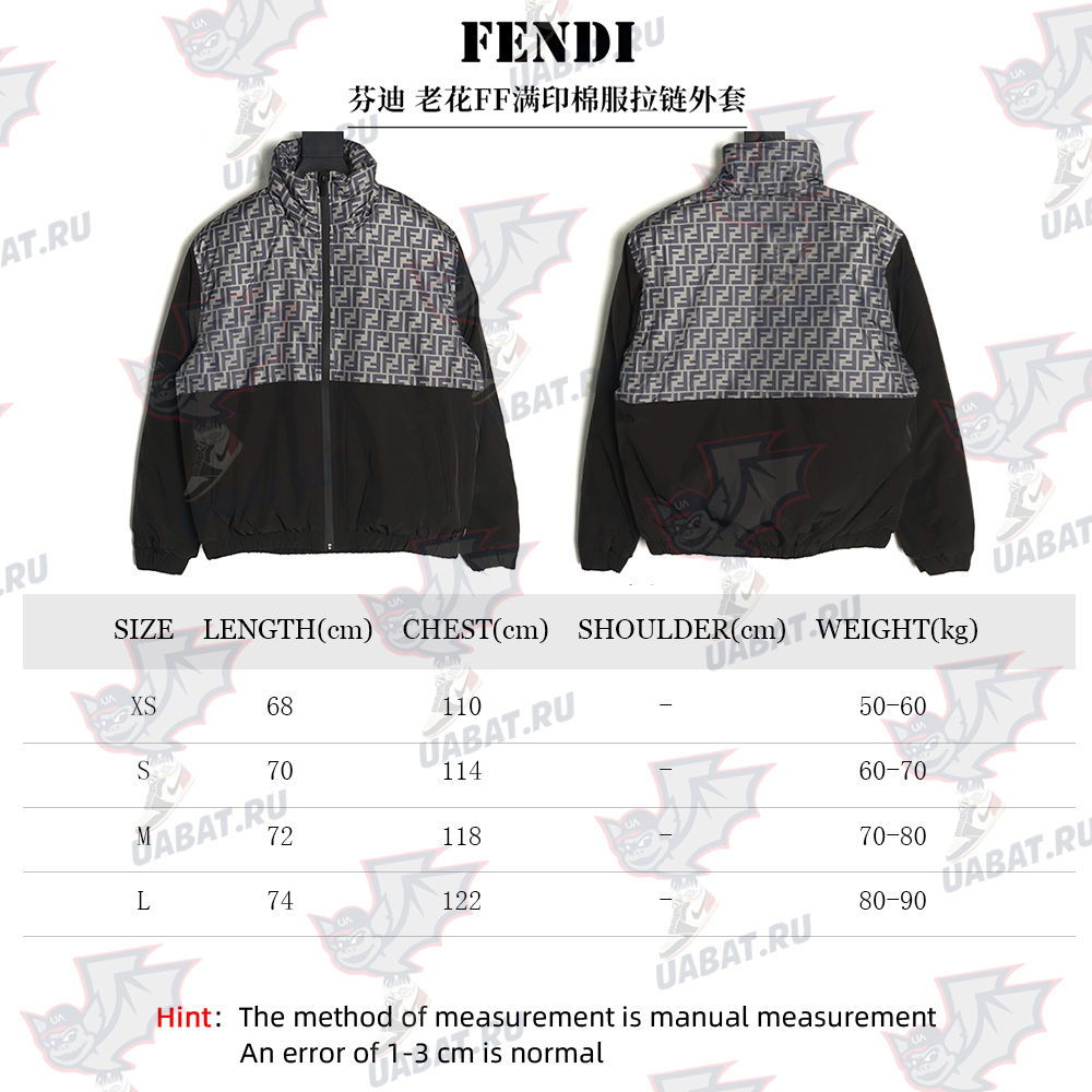 F**di monogram ff full print cotton zipper jacket