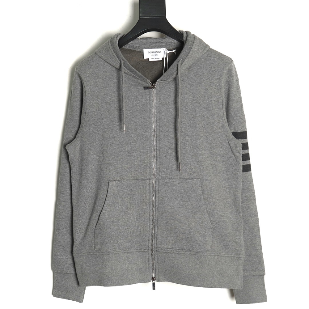 Thom Browne four-bar yarn-dyed zip-up jacket