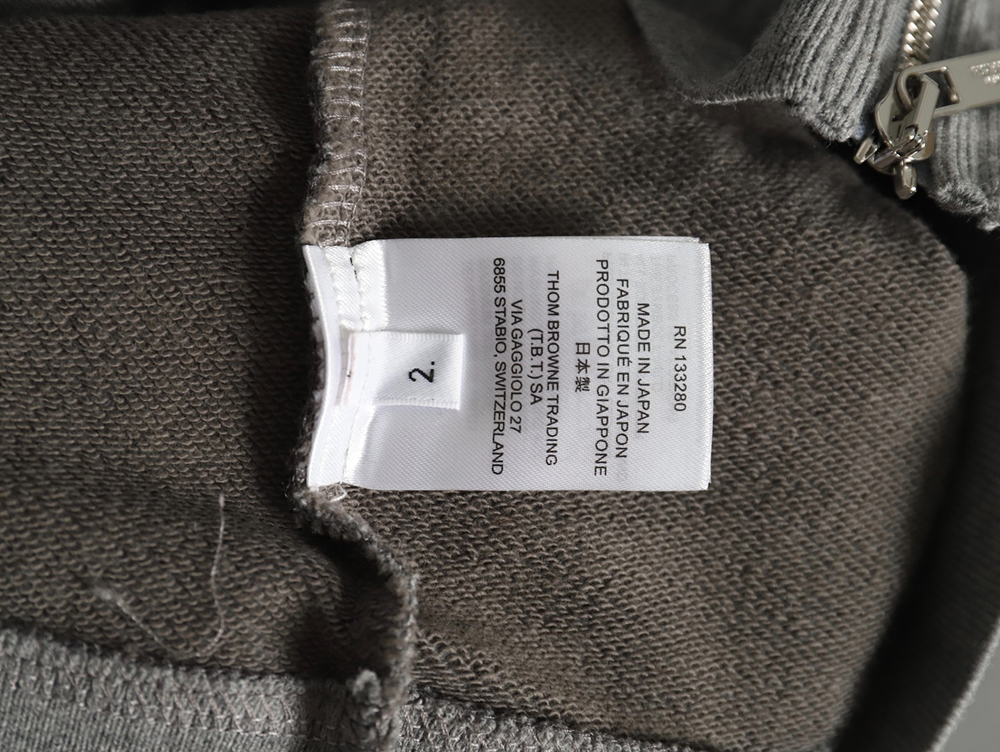 Thom Browne four-bar yarn-dyed zip-up jacket