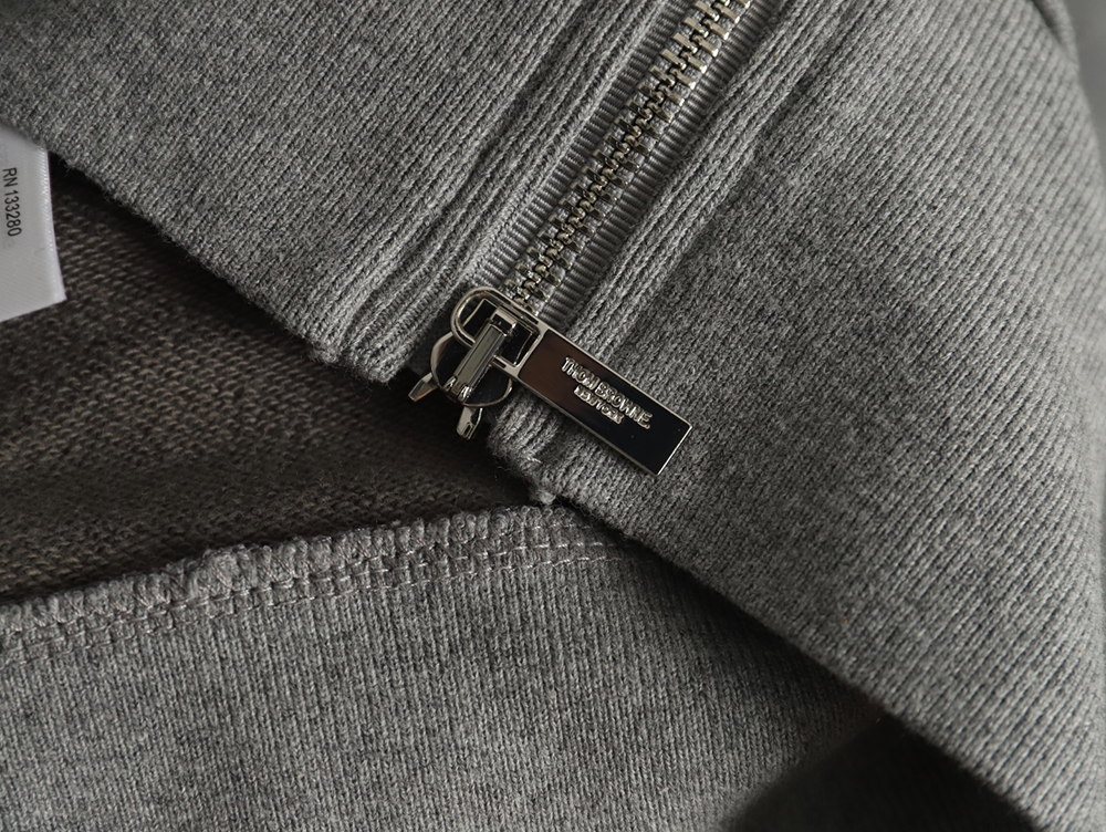 Thom Browne four-bar yarn-dyed zip-up jacket