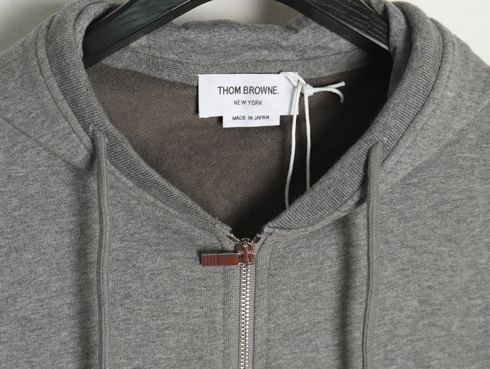 Thom Browne four-bar yarn-dyed zip-up jacket