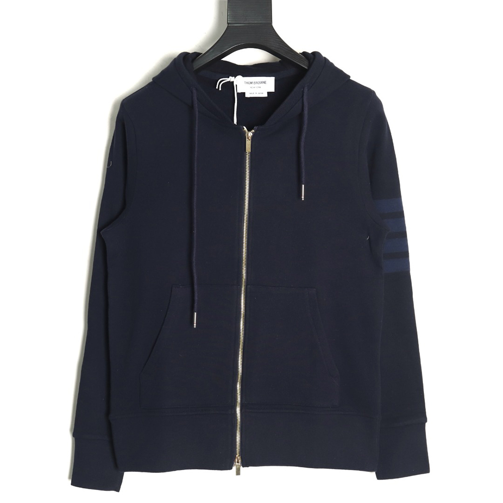 Thom Browne four-bar yarn-dyed zip-up jacket TSK1