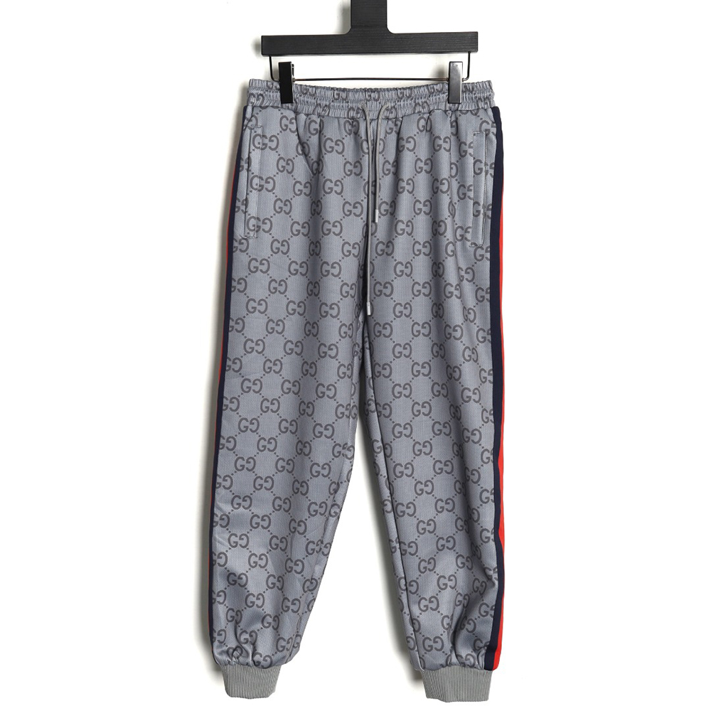 G*u*i all over print double g jacquard ribbon trousers