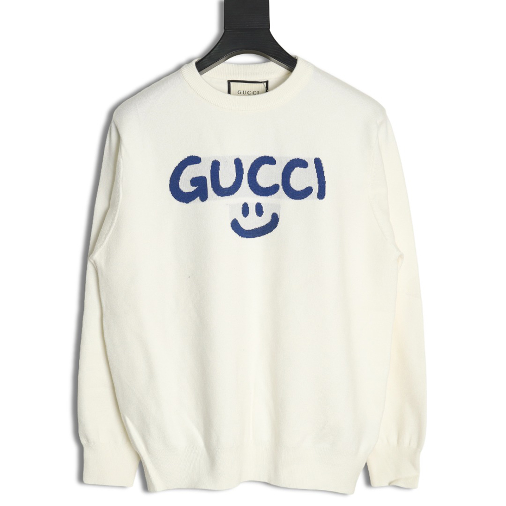 G*u*i graffiti smiley logo crewneck sweater
