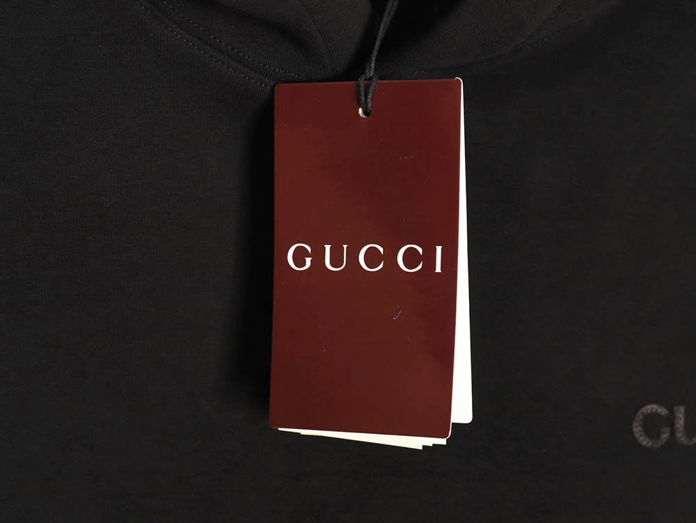 G*u*i small logo space cotton composite knitted hooded sweatshirt