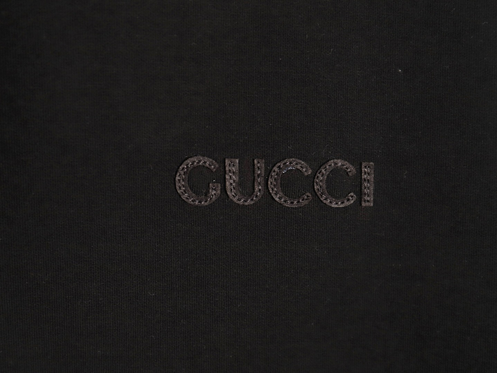 G*u*i small logo space cotton composite knitted hooded sweatshirt