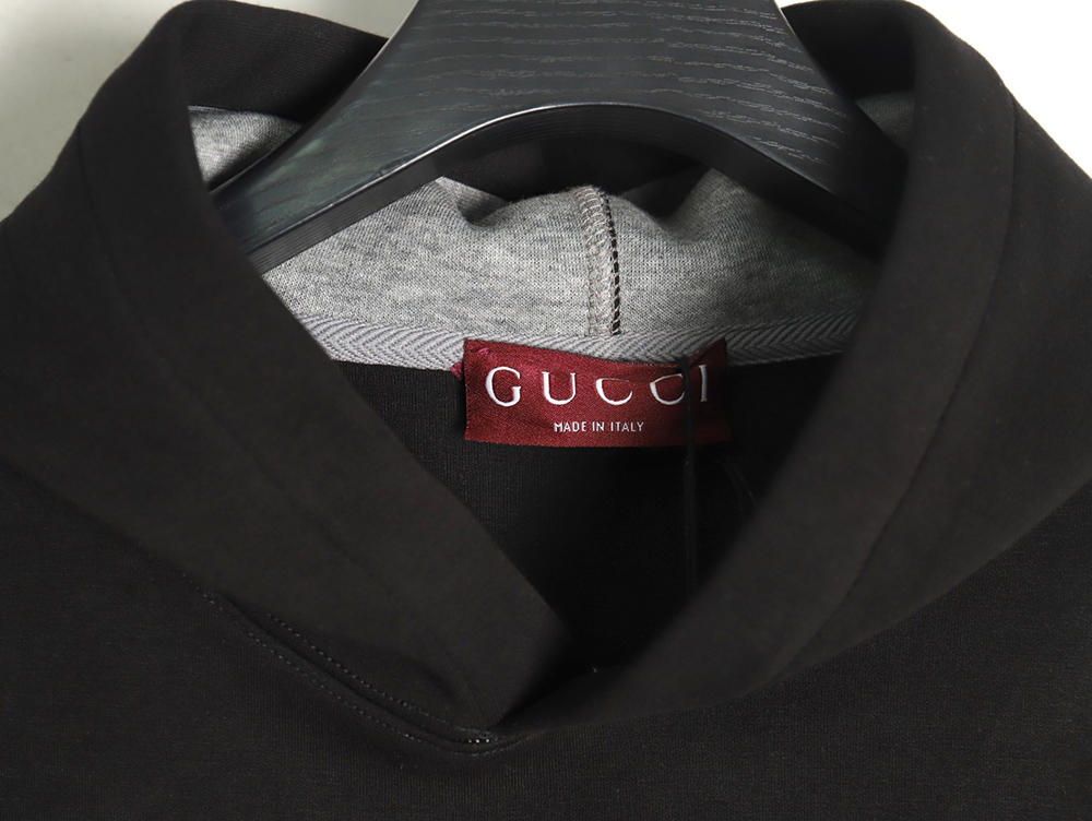 G*u*i small logo space cotton composite knitted hooded sweatshirt