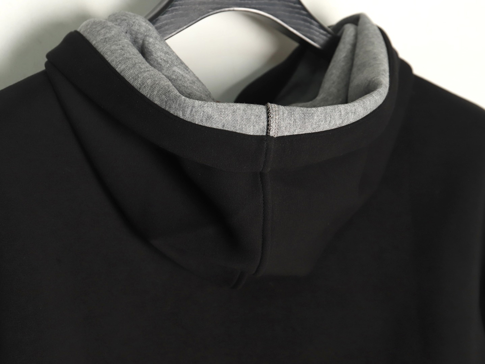 G*u*i small logo space cotton composite knitted hooded sweatshirt