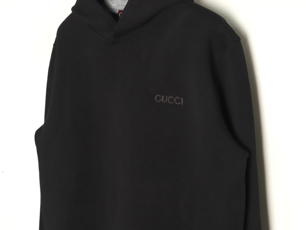 G*u*i small logo space cotton composite knitted hooded sweatshirt