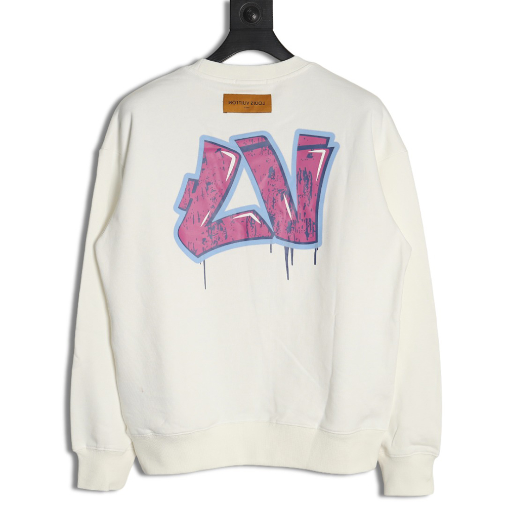 l0*is V*t0n graffiti lettering logo crew neck sweatshirt