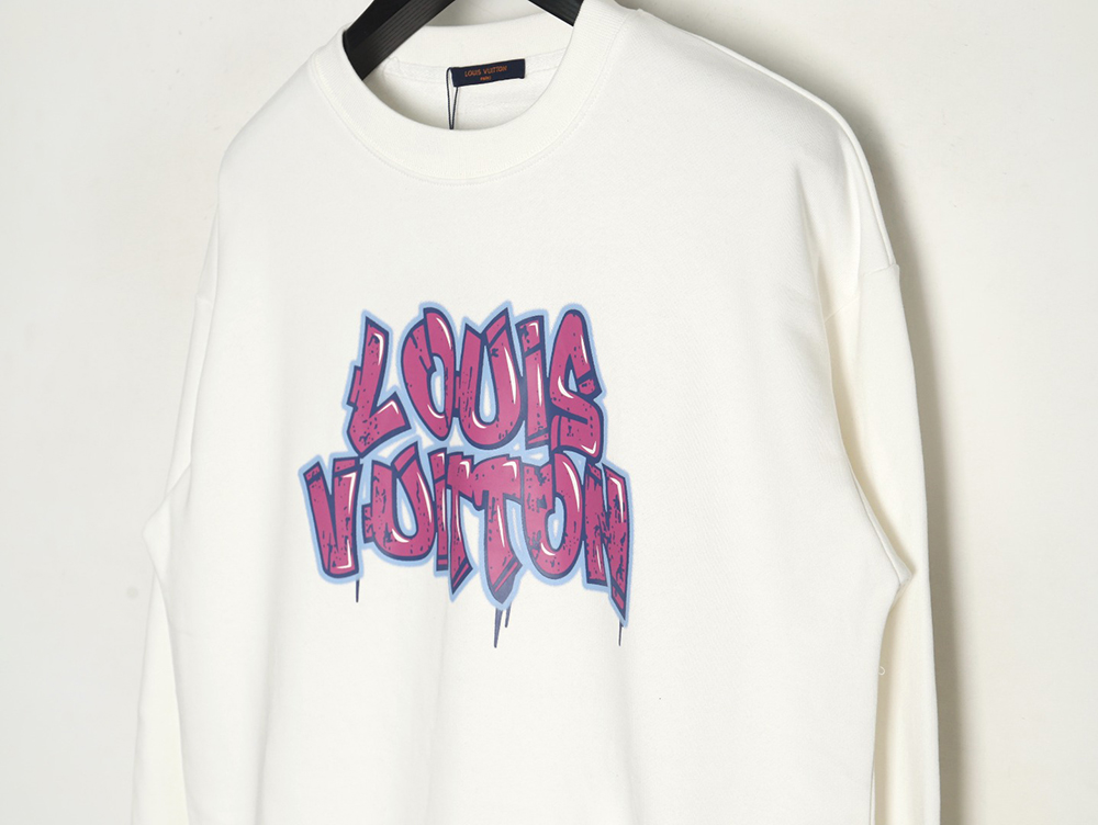 l0*is V*t0n graffiti lettering logo crew neck sweatshirt