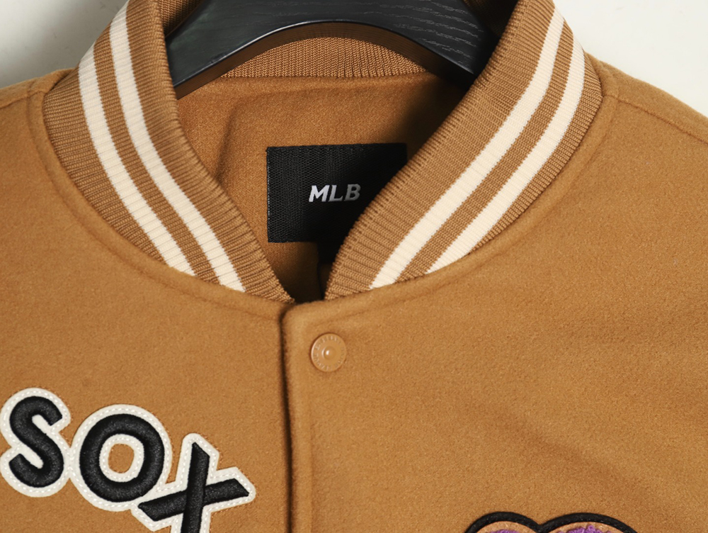 MLB Logo Embroidered Vintage Baseball Jacket