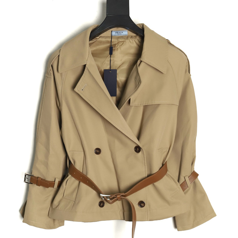 Pra*a corseted short belted trench coat