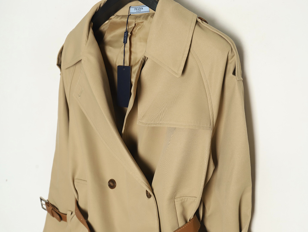 Pra*a corseted short belted trench coat