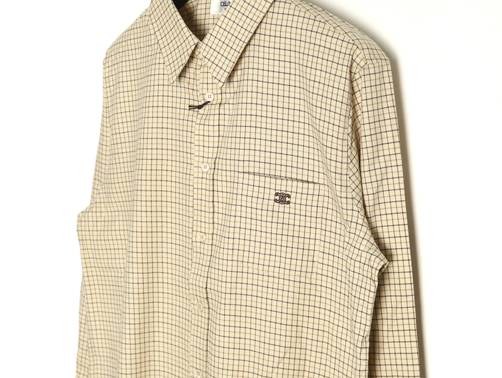 Ce**e arc de triomphe embroidered small check shirt