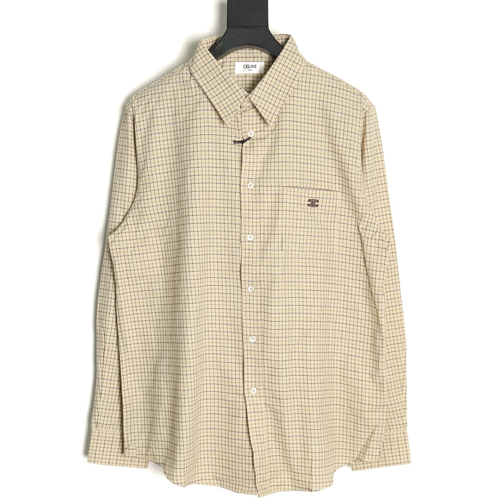 Ce**e arc de triomphe embroidered small check shirt