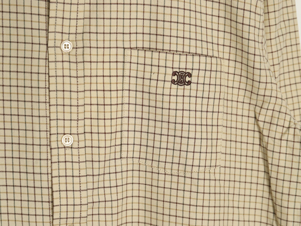 Ce**e arc de triomphe embroidered small check shirt