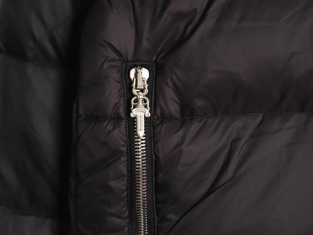 Ch**me He**ts cross leather label embroidery remake silver down jacket