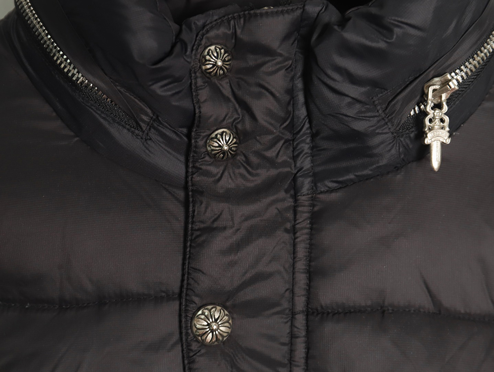 Ch**me He**ts cross leather label embroidery remake silver down jacket