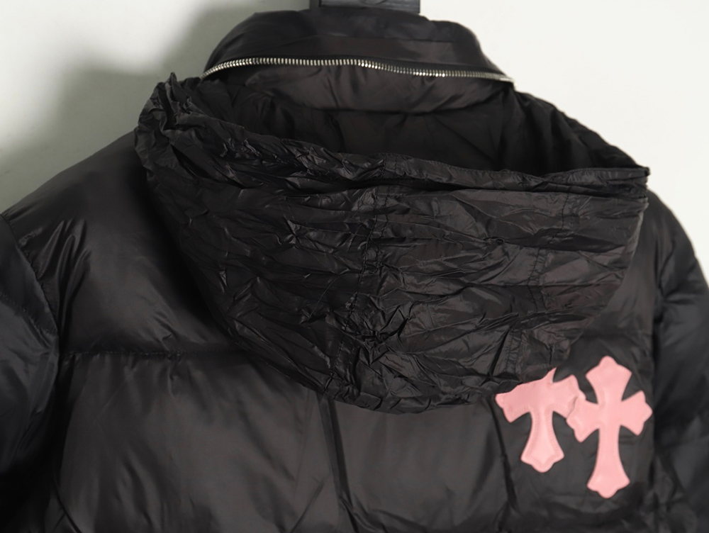 Ch**me He**ts cross leather label embroidery remake silver down jacket