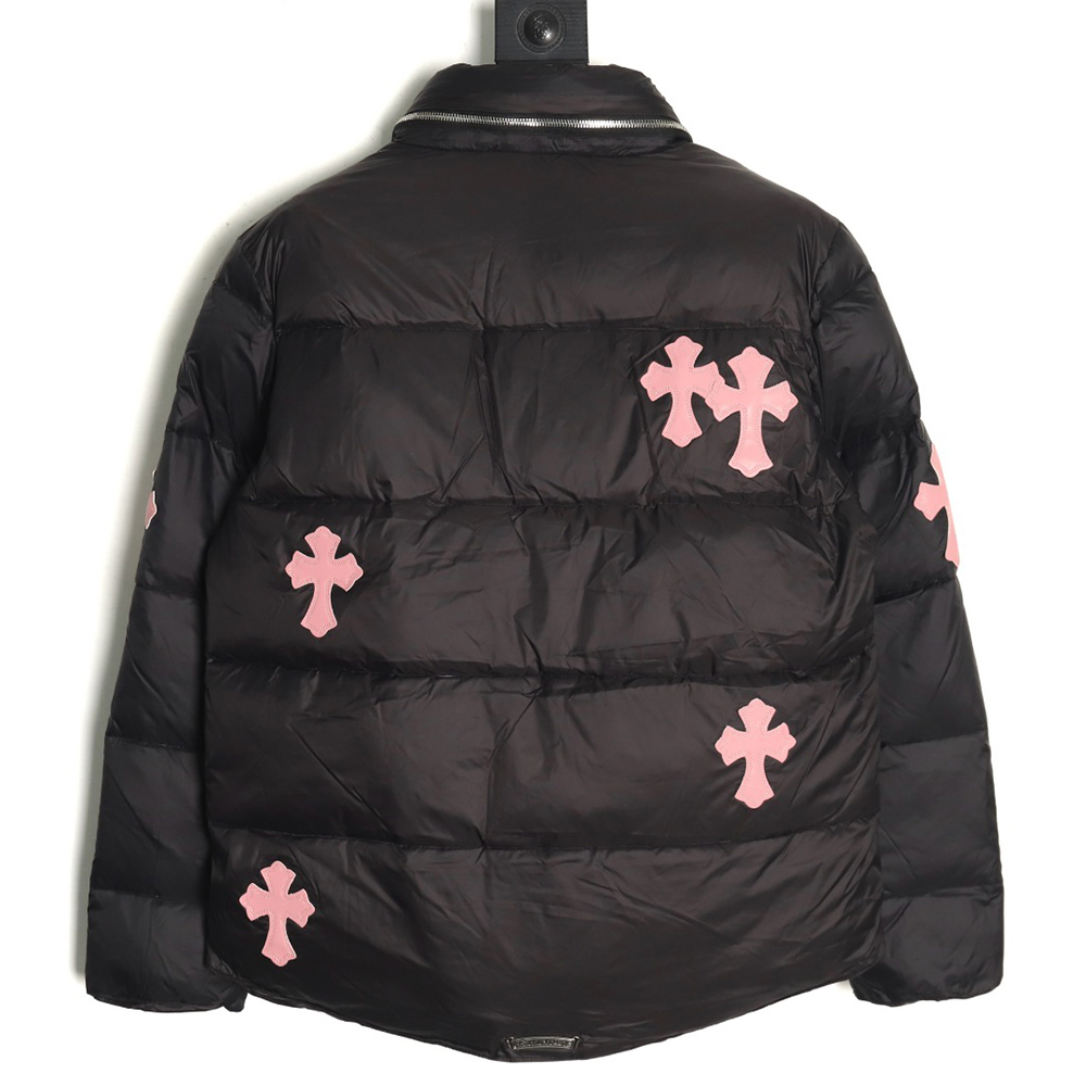 Ch**me He**ts cross leather label embroidery remake silver down jacket