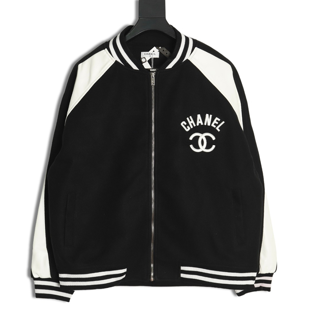 Ch*el splicing embroidery baseball jacket tsk1