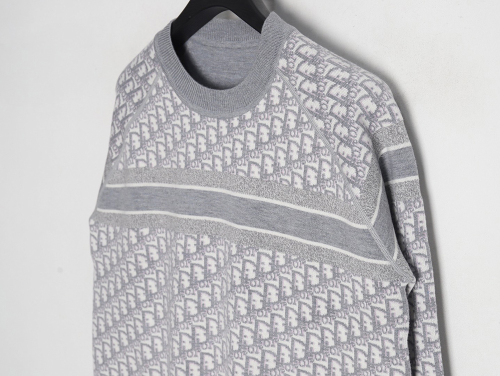 D*or oblique knitted cashmere reversible crew neck sweater