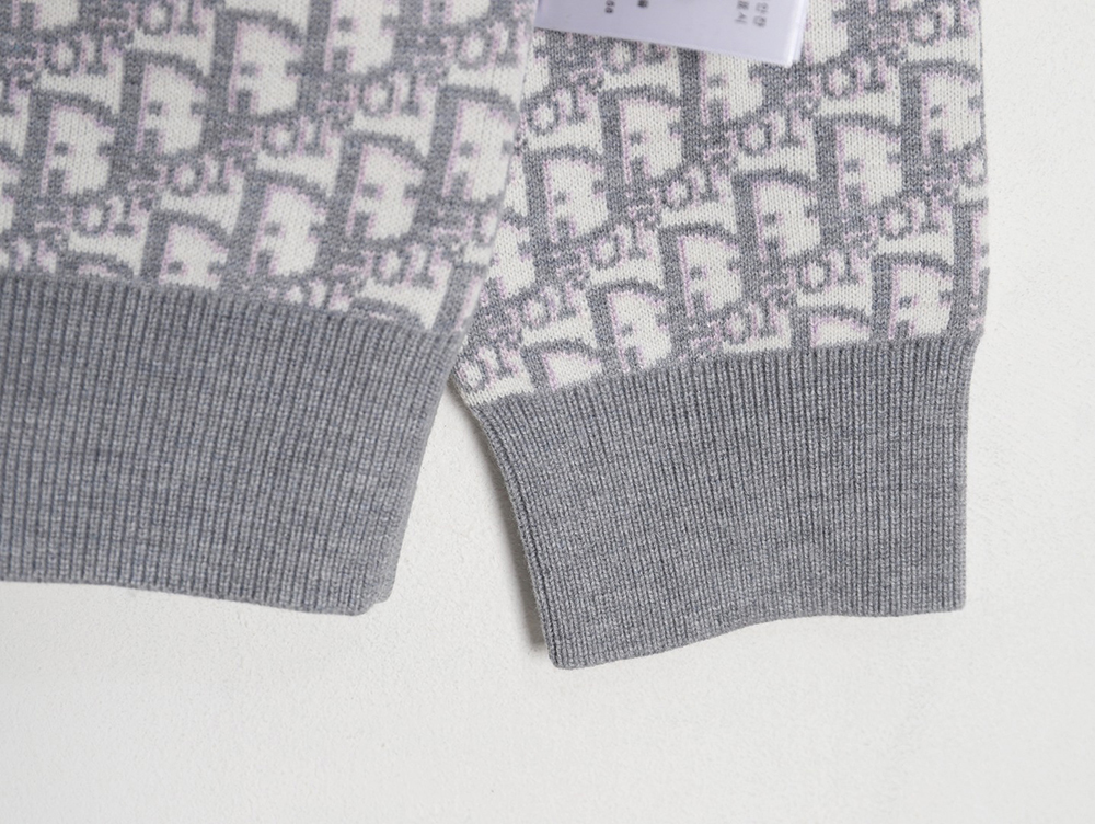 D*or oblique knitted cashmere reversible crew neck sweater