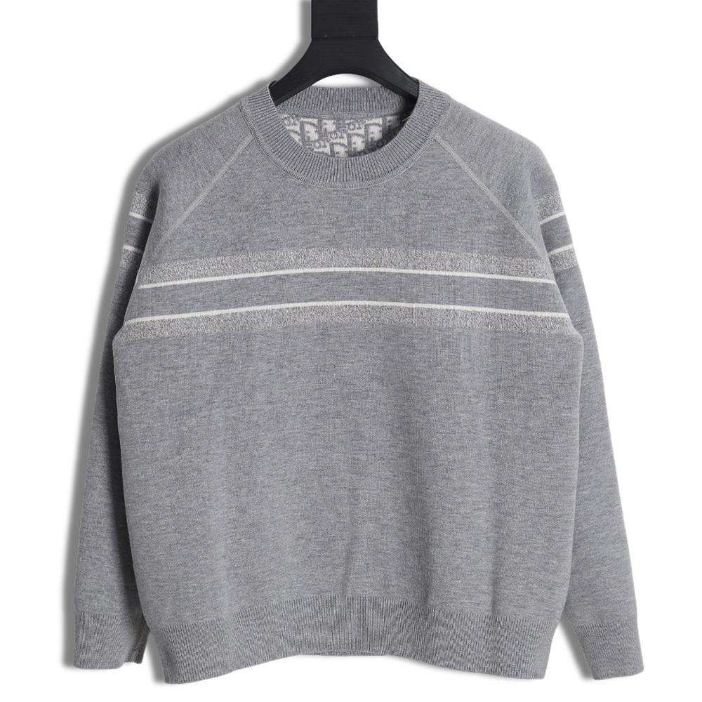 D*or oblique knitted cashmere reversible crew neck sweater
