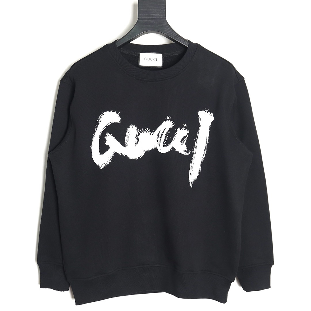 G*u*i & ba*len*cia*ga graffiti lettering print crewneck sweatshirt tsk1