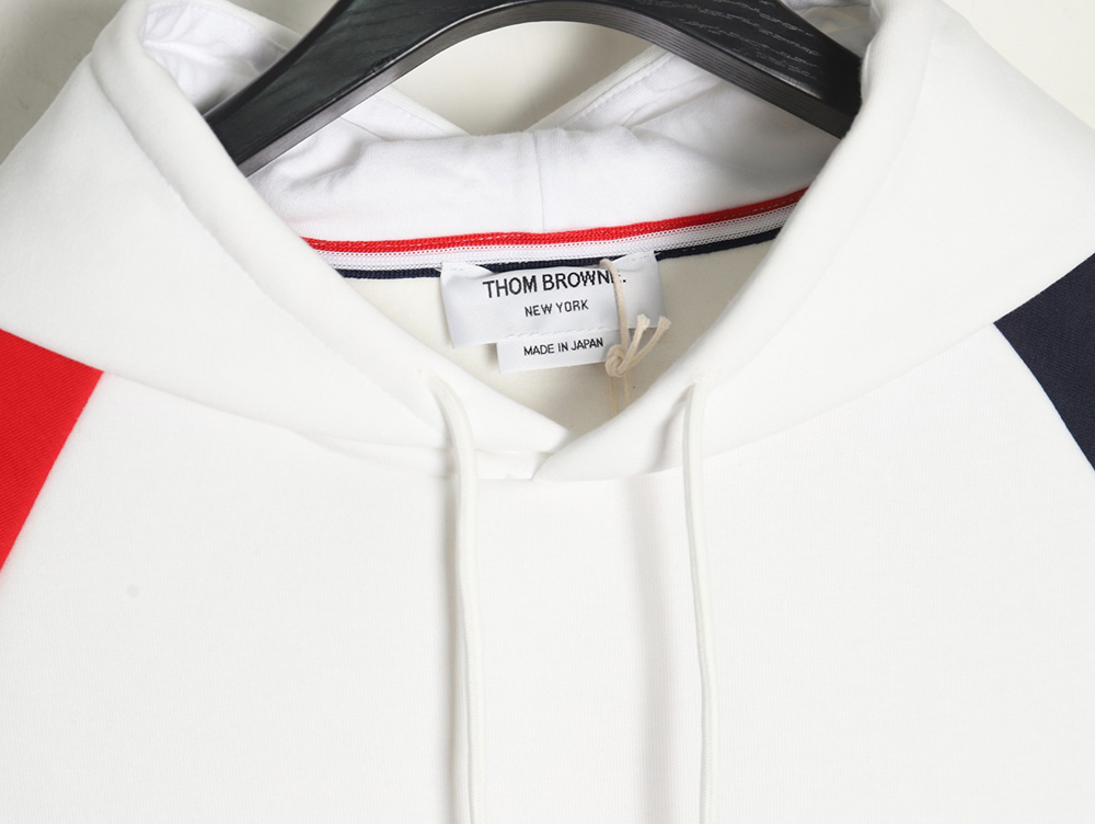 Thom Browne patchwork four-bar fleece hooded sweatshirt