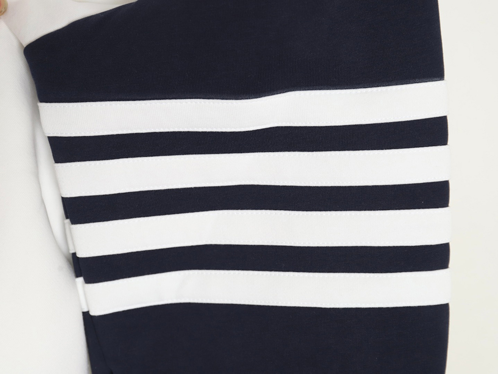 Thom Browne patchwork four-bar fleece hooded sweatshirt