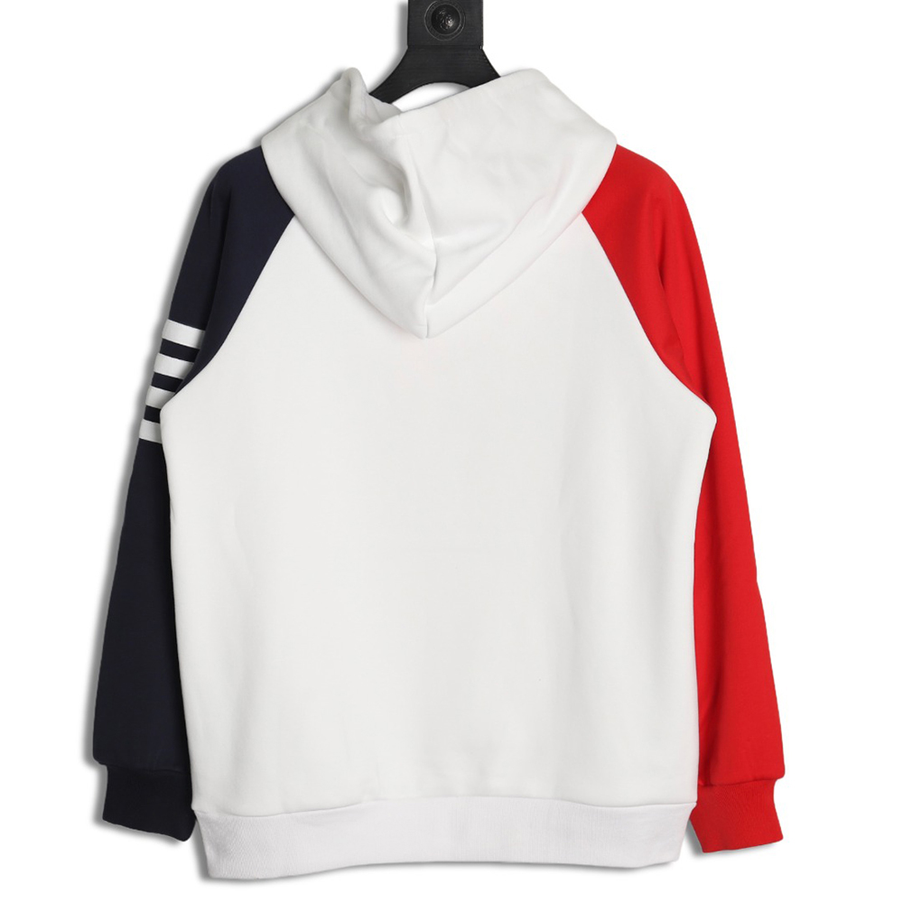 Thom Browne patchwork four-bar fleece hooded sweatshirt
