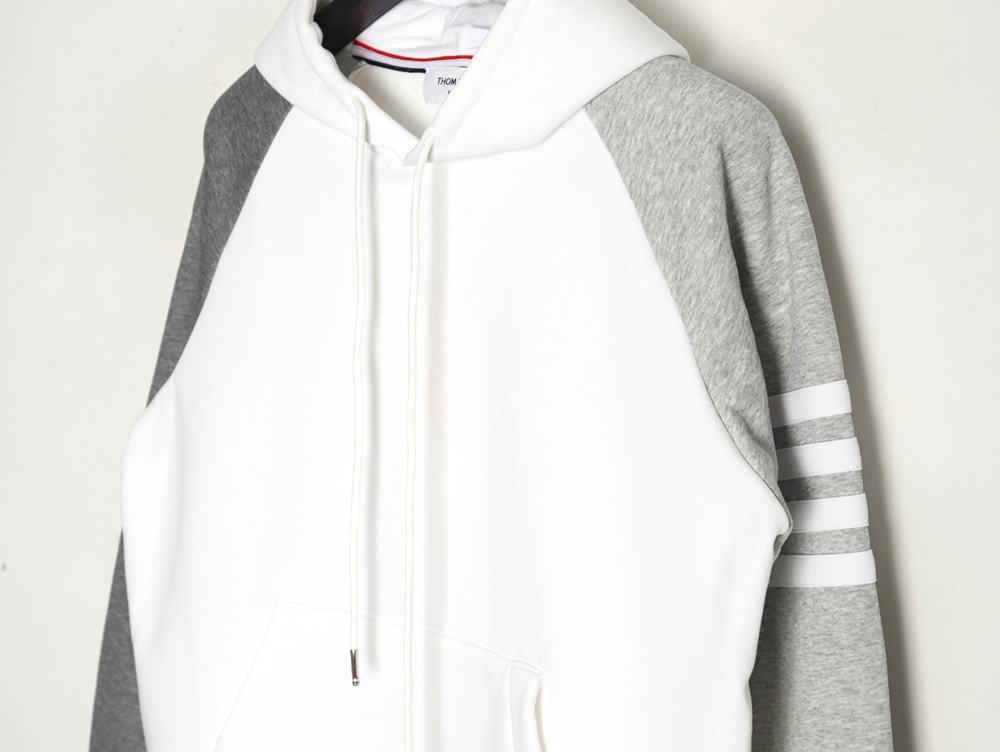 Thom Browne patchwork four-bar fleece hooded sweatshirt TSK1