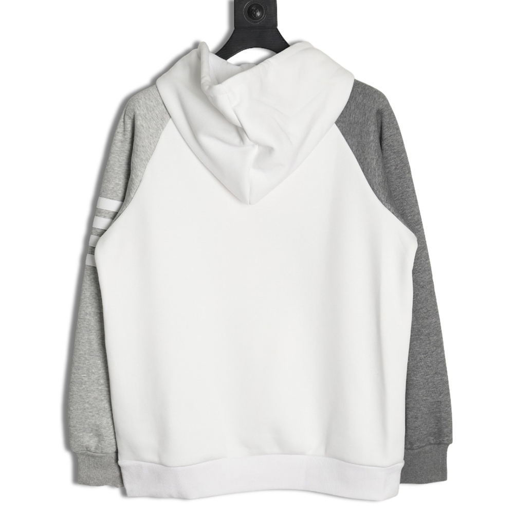 Thom Browne patchwork four-bar fleece hooded sweatshirt TSK1