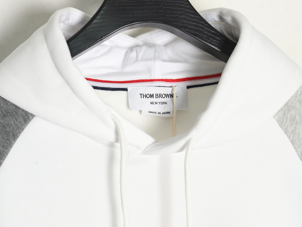 Thom Browne patchwork four-bar fleece hooded sweatshirt TSK1