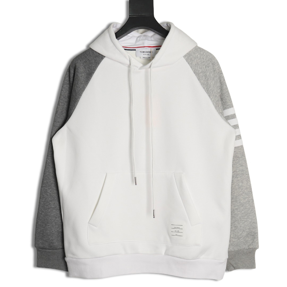 Thom Browne patchwork four-bar fleece hooded sweatshirt TSK1