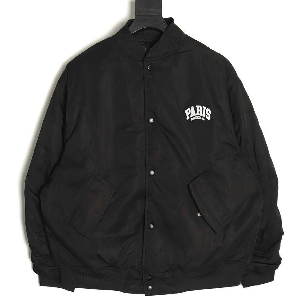 Ba*len*cia*ga paris english letter embroidered baseball jacket