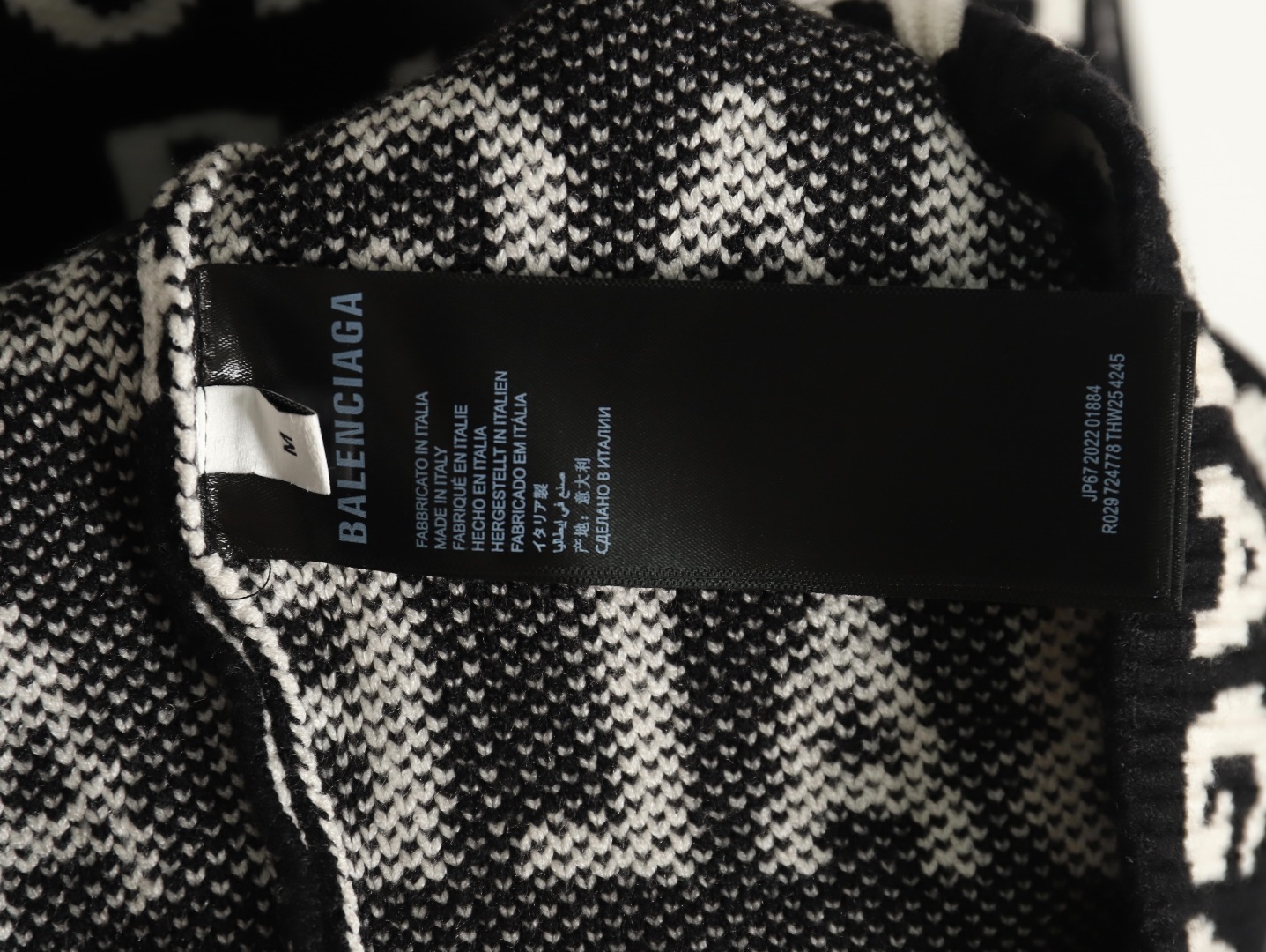 Ba*len*cia*ga jacquard full print bullet screen letter round neck sweater tsk1