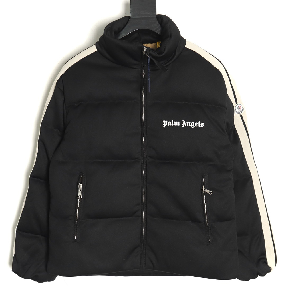 Moncler & Palm Angels joint color strip embroidery logo down jacket TSK1