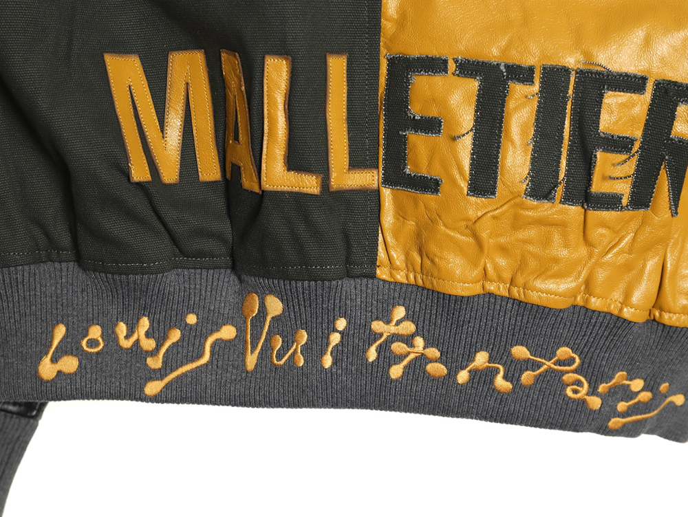 l0*is V*t0n splice leather baseball jacket