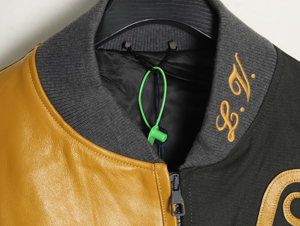 l0*is V*t0n splice leather baseball jacket