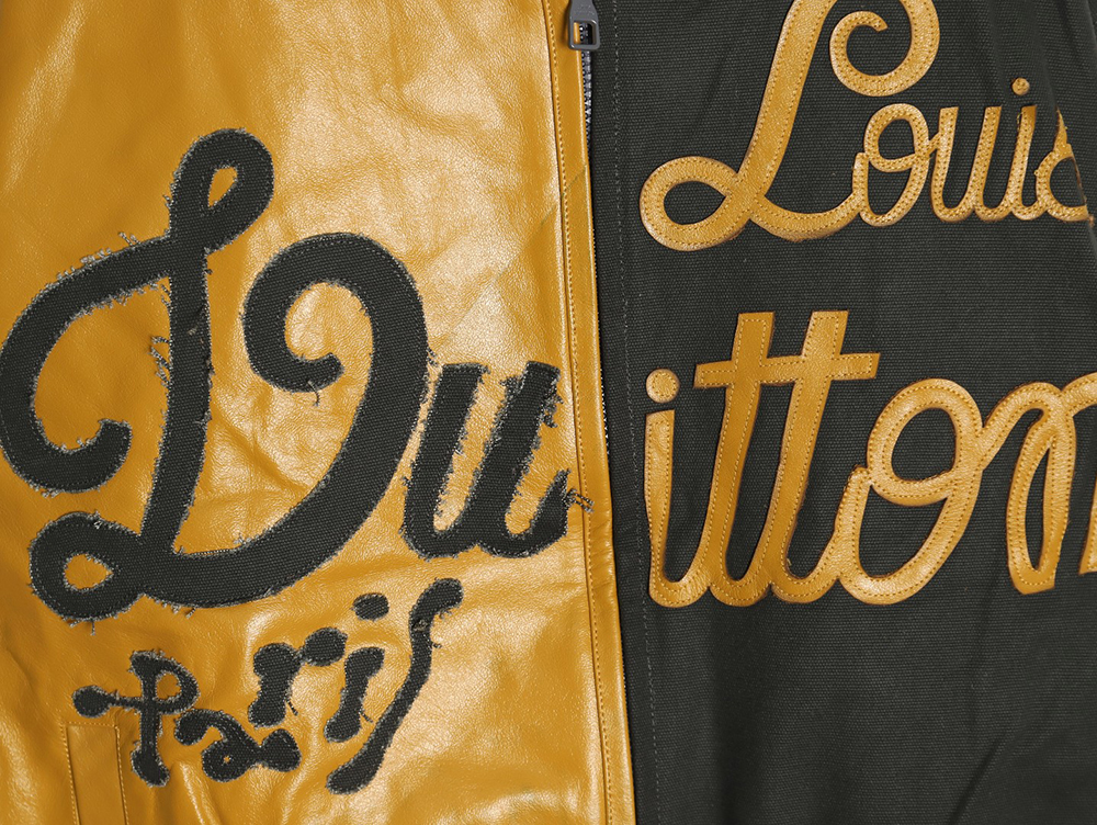 l0*is V*t0n splice leather baseball jacket