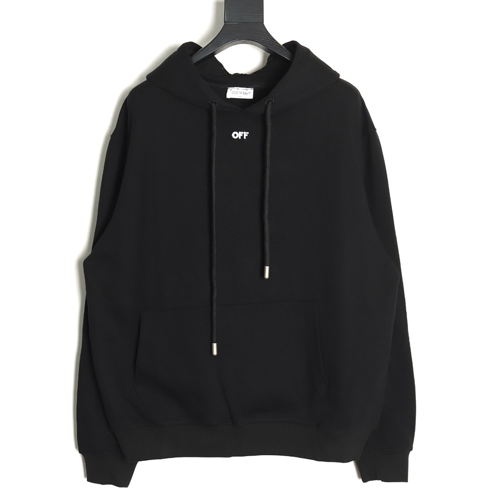 off-white pure black embroidered hoodie