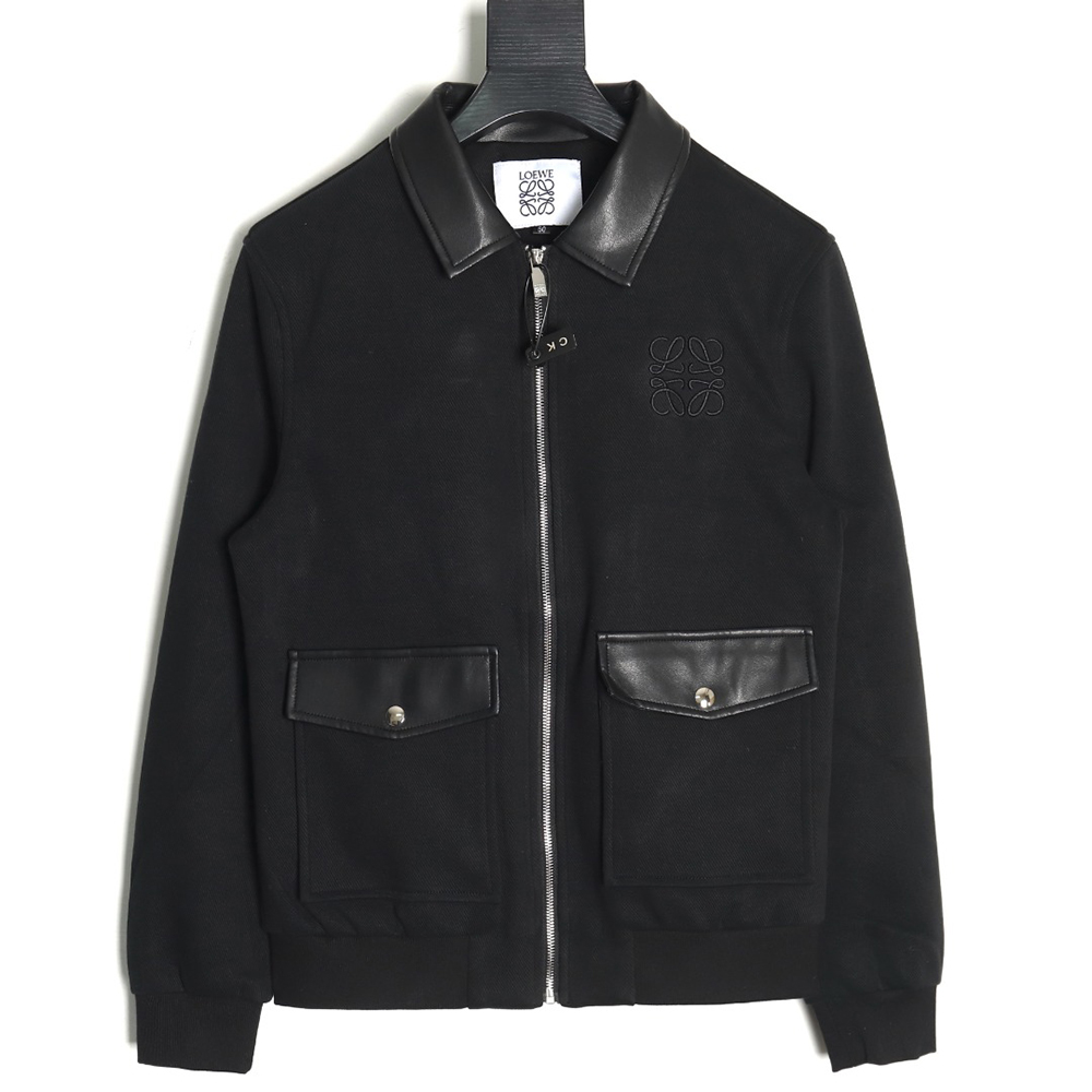L0ew* patchwork leather lapel jacket