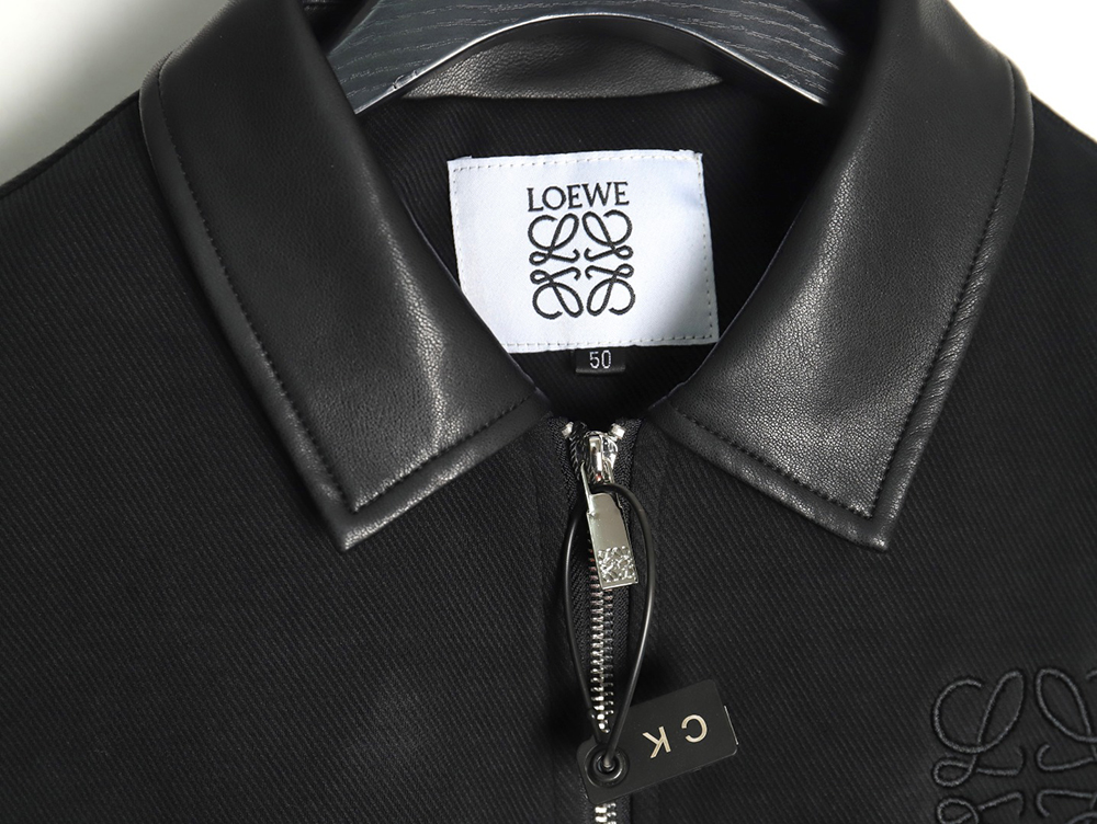 L0ew* patchwork leather lapel jacket