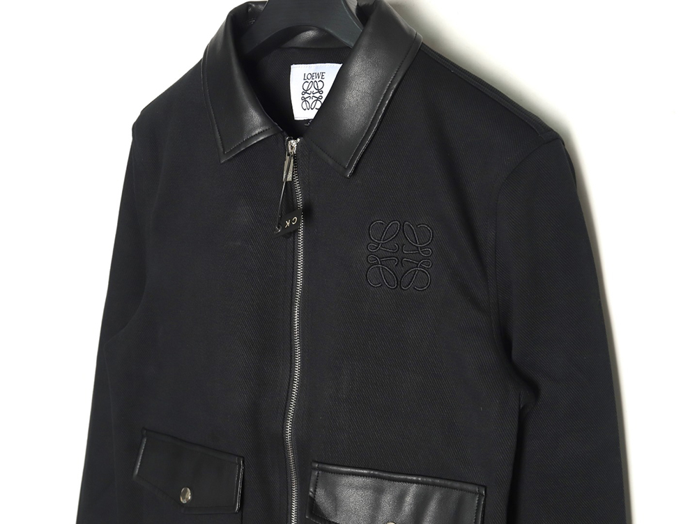 L0ew* patchwork leather lapel jacket