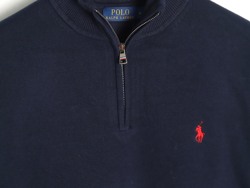 Ralph Lauren classic warhorse logo embroidery half-zip knitted sweater
